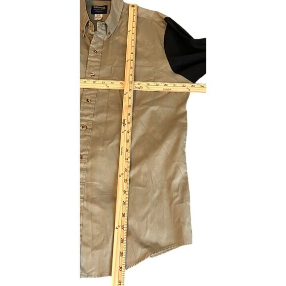 BRONCO Western Rodeo Cowboy Wear Khaki Black‎ Long Sleeve Button-Up Shirt Size L - Picture 5 of 5